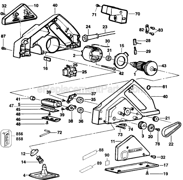 Page A Diagram and Parts List for 7696 Type 3 Black and Decker Planer Jointer